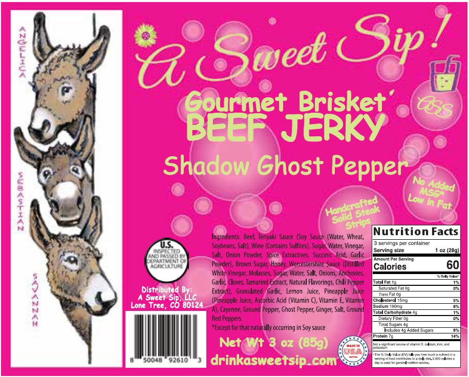 A Sweet Sip! Shadow Ghost Pepper Gourmet Brisket Jerky