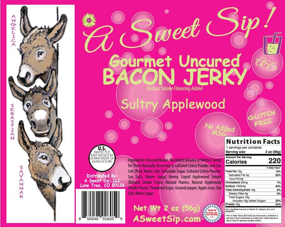 A Sweet Sip! Gourmet Uncured Sultry Applewood Bacon Jerky