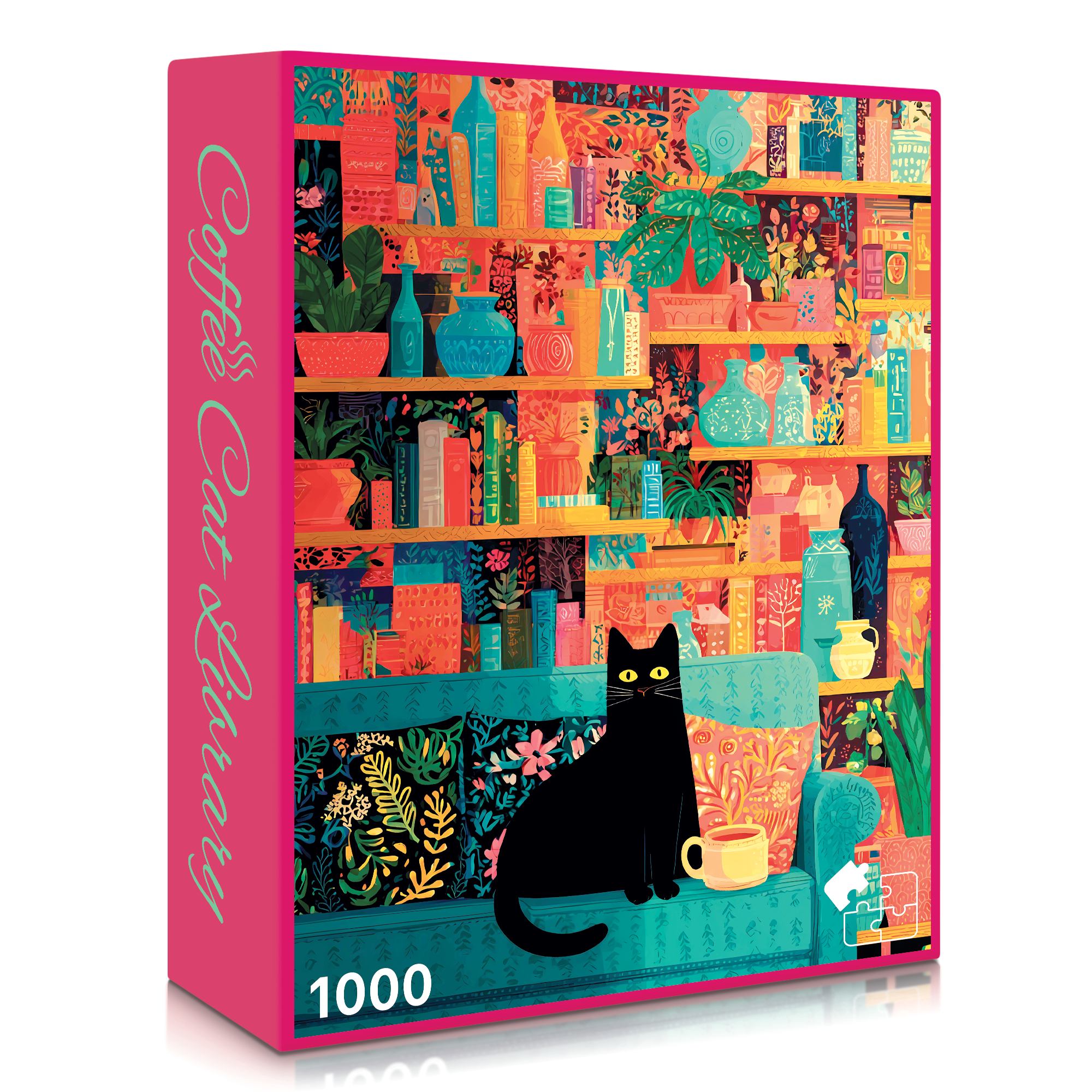 No. 12 - Coffee Cat Library | 1000-Piece Jigsaw Puzzle | A Sweet Sip!