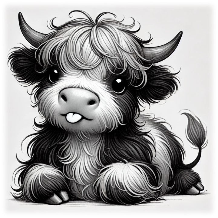 “Heavenly Highlander” – ASScoozie Exclusive Design on a Frostbuddy Universal Buddy Stainless Steel Can Cooler | Highland Cow Art Drinkware by A Sweet Sip!