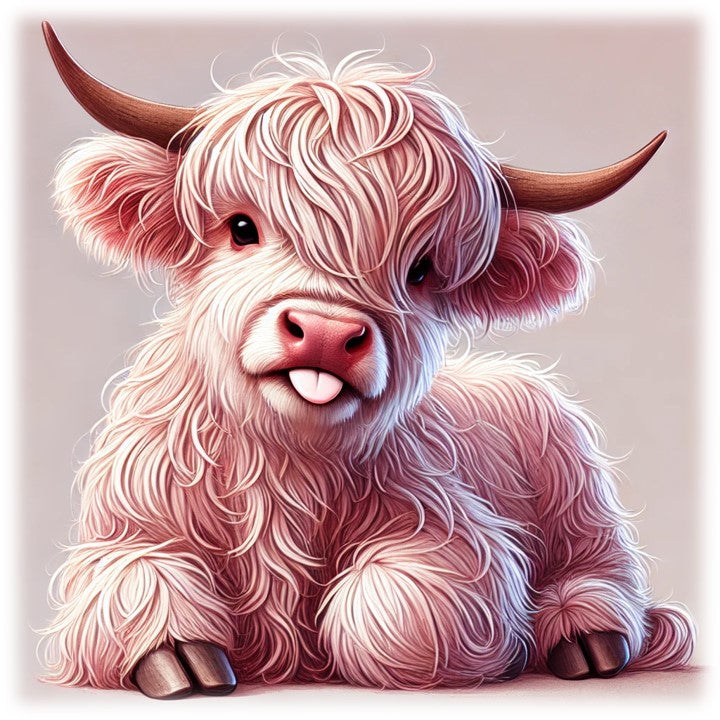 “Heavenly Highlander” – ASScoozie Exclusive Design on a Frostbuddy Universal Buddy Stainless Steel Can Cooler | Highland Cow Art Drinkware by A Sweet Sip!