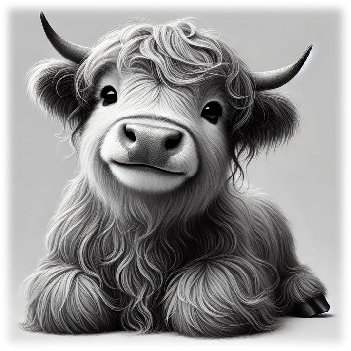 “Heavenly Highlander” – ASScoozie Exclusive Design on a Frostbuddy Universal Buddy Stainless Steel Can Cooler | Highland Cow Art Drinkware by A Sweet Sip!