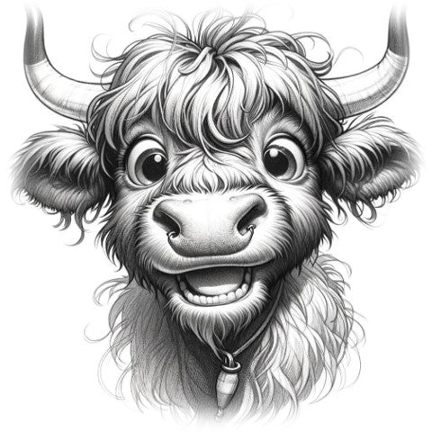 “Heavenly Highlander” – ASScoozie Exclusive Design on a Frostbuddy Universal Buddy Stainless Steel Can Cooler | Highland Cow Art Drinkware by A Sweet Sip!