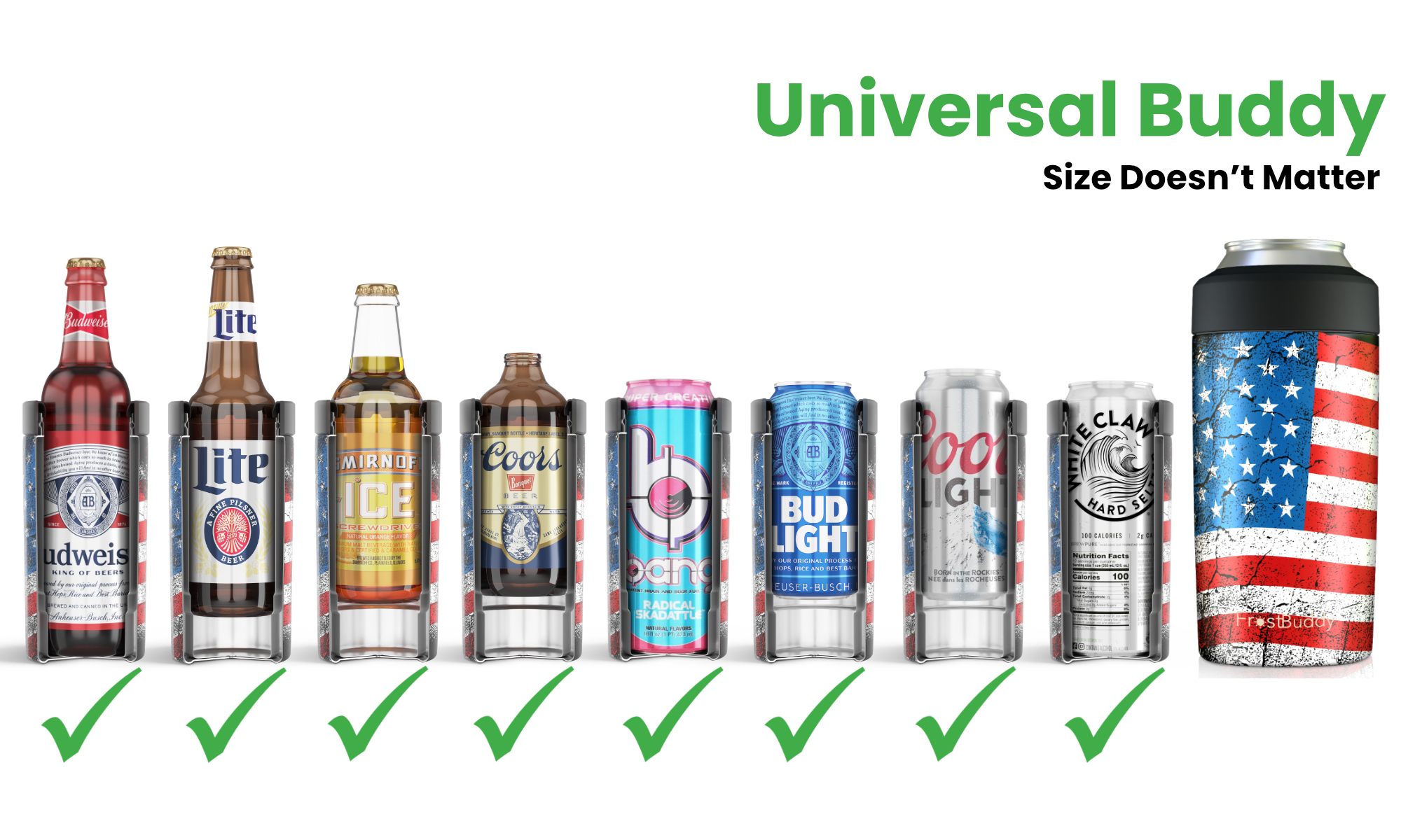 FrostBuddy Universal Buddy – Stainless Steel Insulated Can Cooler & Tumbler | Official FrostBuddy Product Sold by A Sweet Sip!