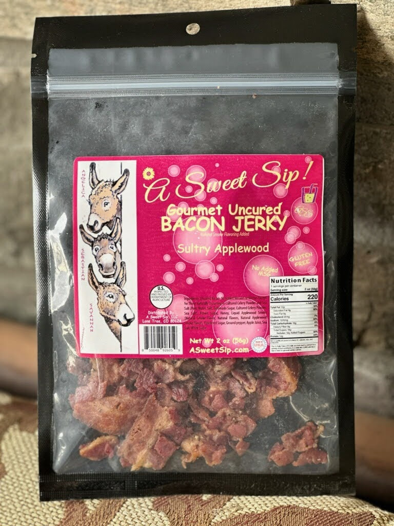A Sweet Sip! Gourmet Uncured Sultry Applewood Bacon Jerky