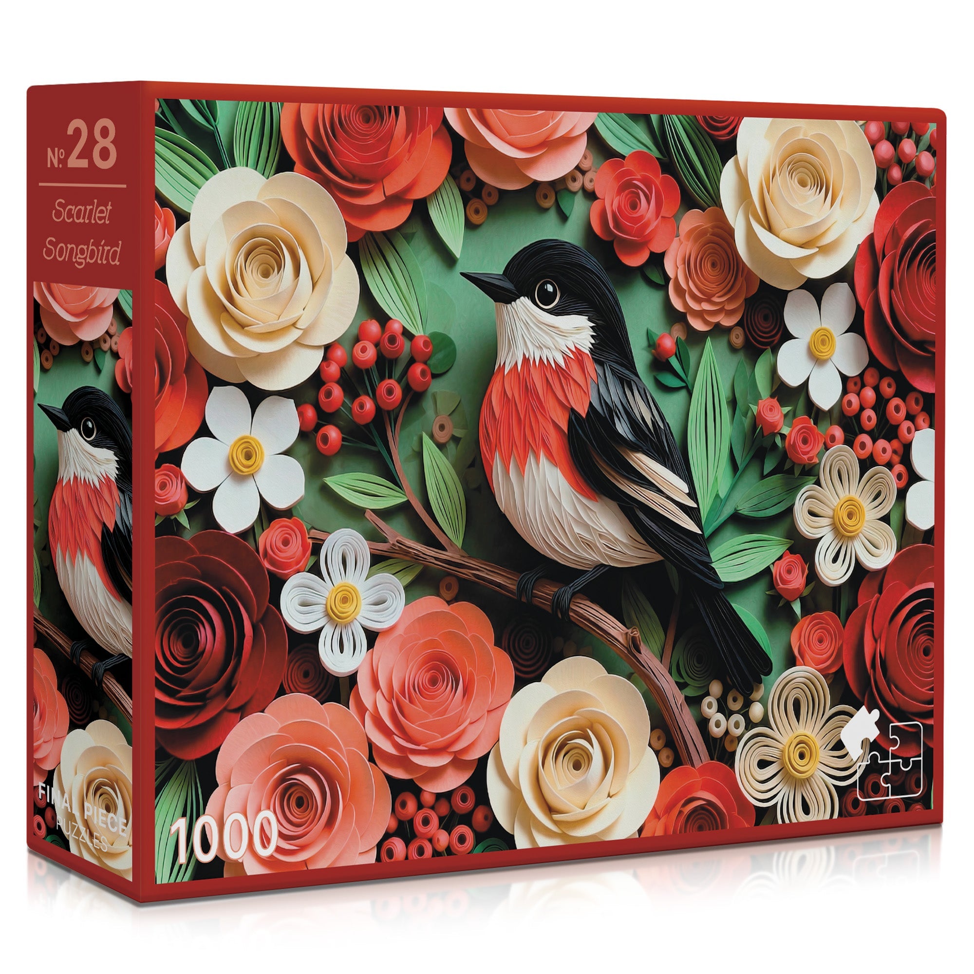 No. 28 - Scarlet Songbird | 1000-Piece Jigsaw Puzzle | A Sweet Sip!