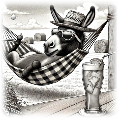 Donkey Chillaxin – Hammock Sketch | Donkeys & Friends ASScoozie Universal Buddy by A Sweet Sip!