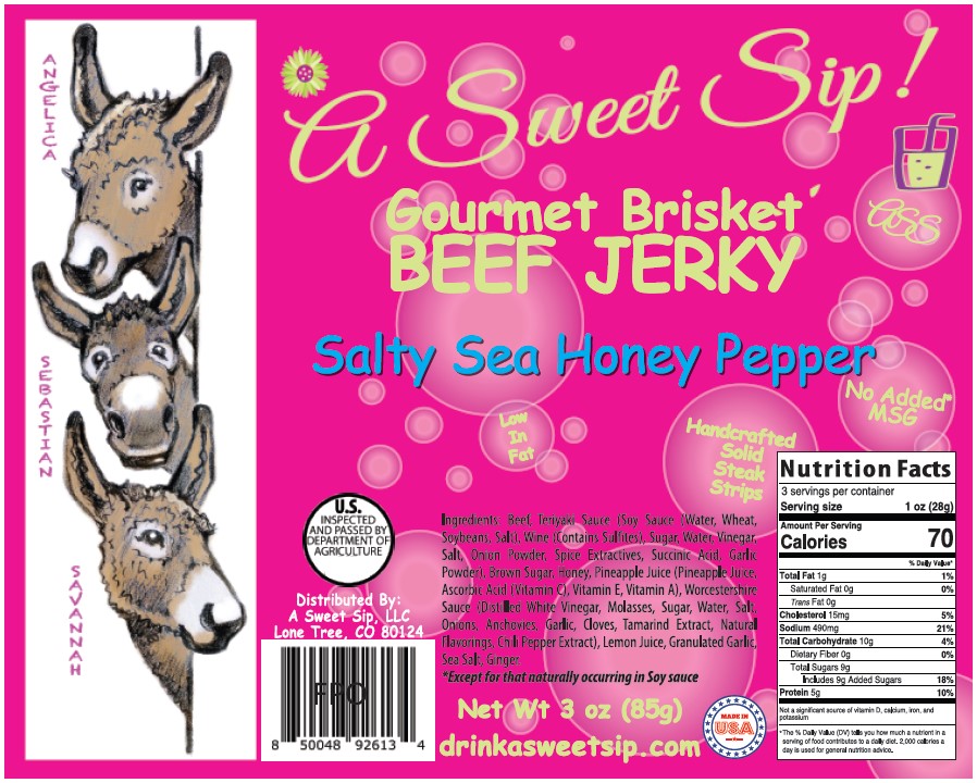 A Sweet Sip! Salty Sea Honey Pepper Gourmet Brisket Jerky